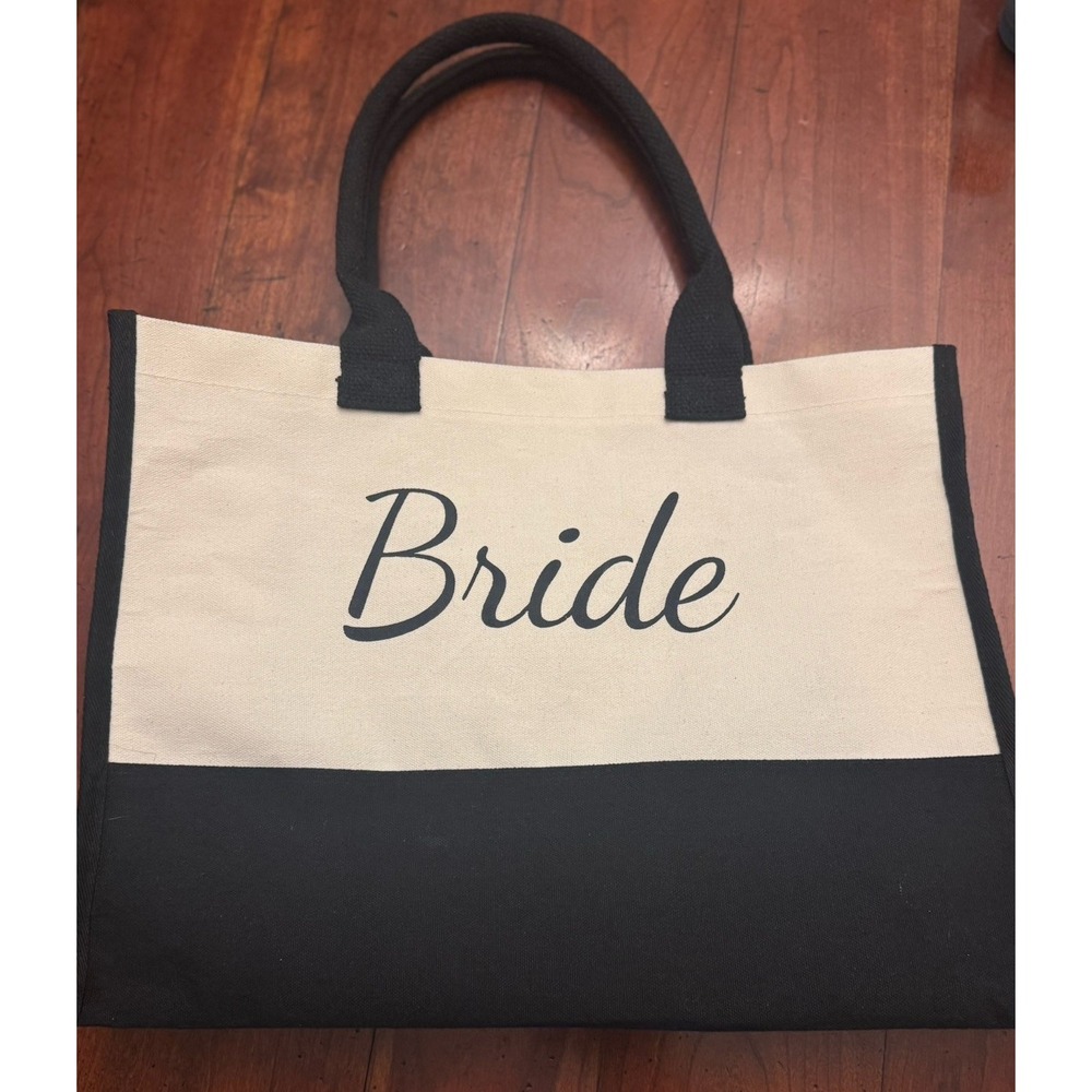 BRIDE gift TOTE! off‎ white/canvas and black